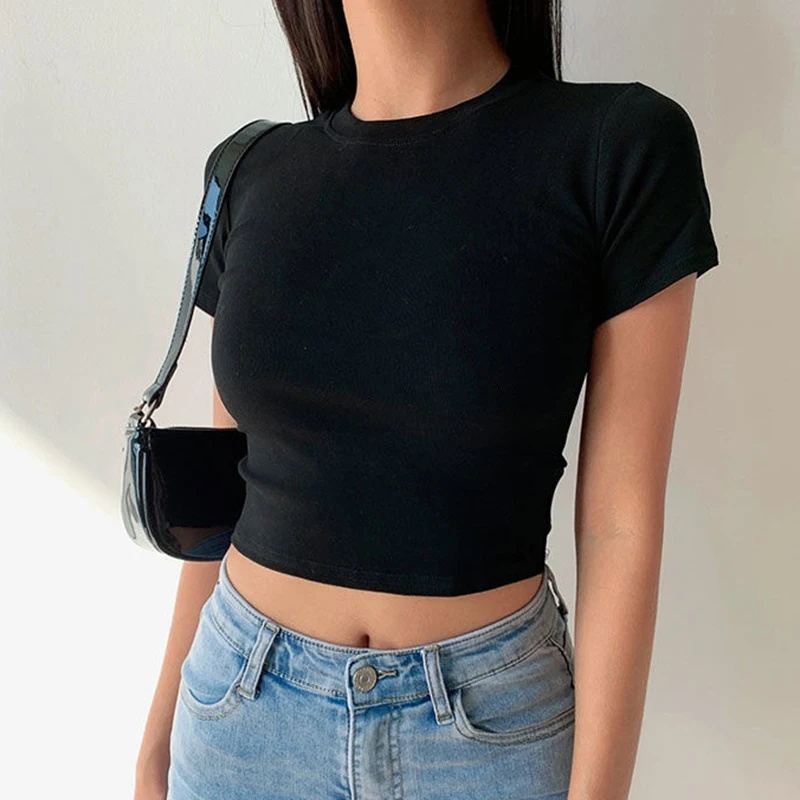 Summer Zara - Camiseta de manga curta feminina sólida