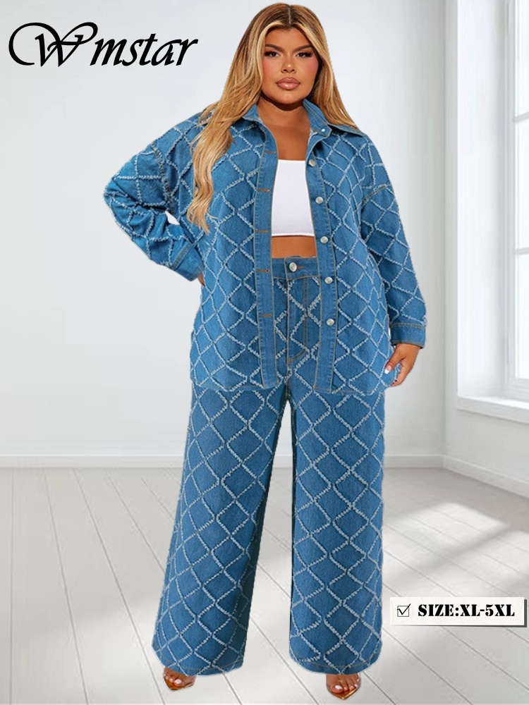 Wmstar plus size denim conjunt - Summer Clothing Wholesale avaliação e preço